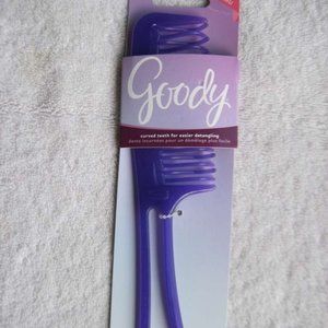 Goody Purple Plastic Frame Handle Curved Wide Teeth Detangling Hair Comb Wet Dry